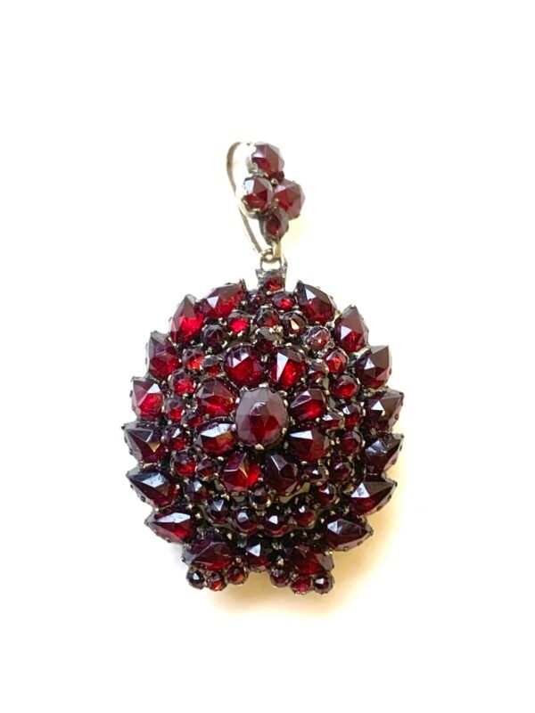 Victorian Bohemian Garnet Locket-Back Pendant