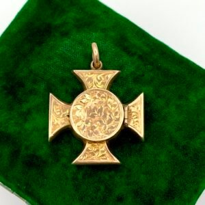 Edwardian 9ct Rose Gold Maltese Cross Locket