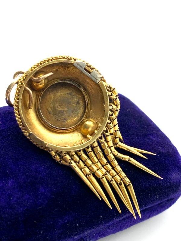 Victorian 15ct Gold & Garnet Etruscan Revival Fringed Pendant - Image 8