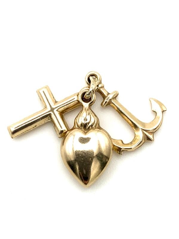 9ct Faith Hope Love Charms Pendant - Image 6