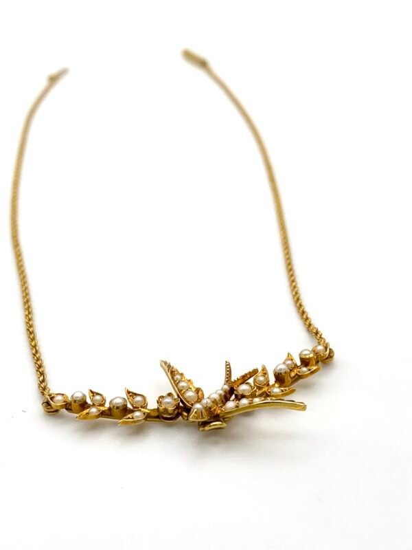 19th Century Pearl Swallow Necklace 15ct - Image 5