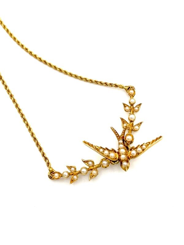 19th Century Pearl Swallow Necklace 15ct - Image 2