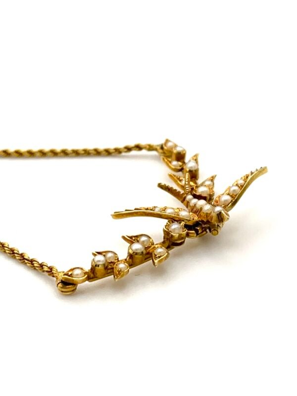 19th Century Pearl Swallow Necklace 15ct - Image 6