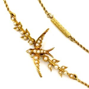 19th Century Pearl Swallow Necklace 15ct