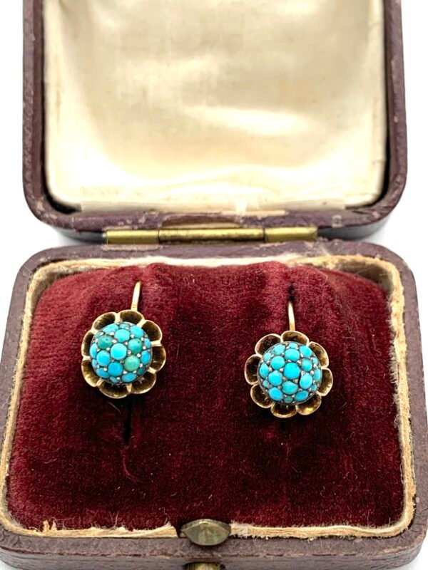 Victorian Turquoise Bombe 18ct Earrings