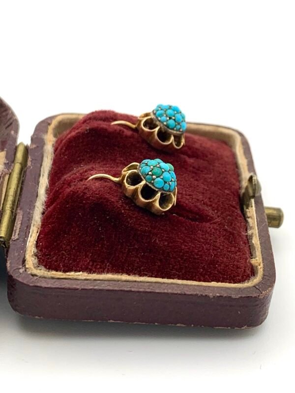 Victorian Turquoise Bombe 18ct Earrings - Image 2
