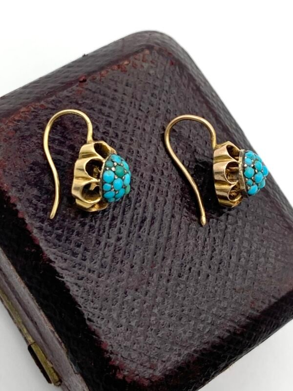 Victorian Turquoise Bombe 18ct Earrings - Image 5