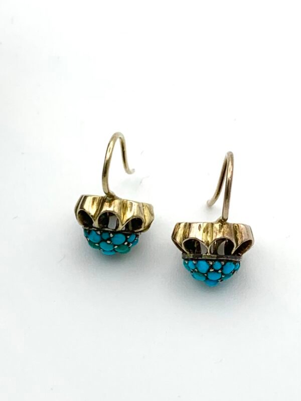 Victorian Turquoise Bombe 18ct Earrings - Image 4