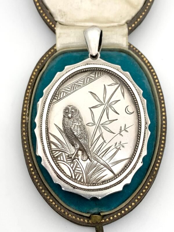 Victorian Silver Locket with Owl - Image 8
