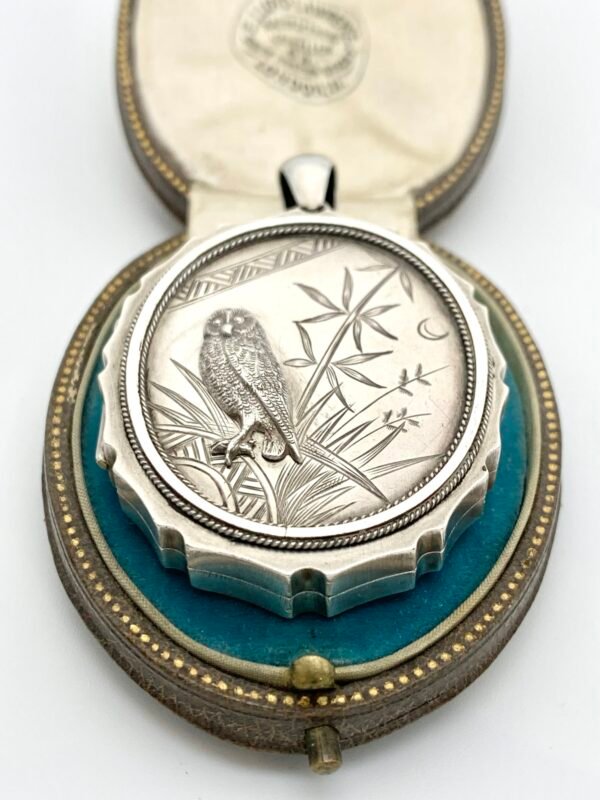 Victorian Silver Locket with Owl - Image 3