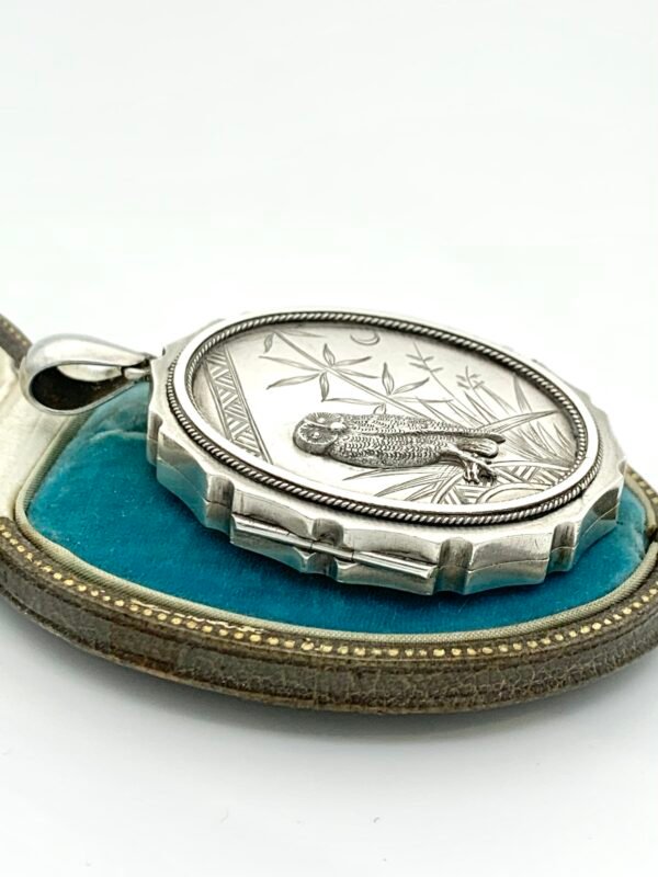 Victorian Silver Locket with Owl - Image 2