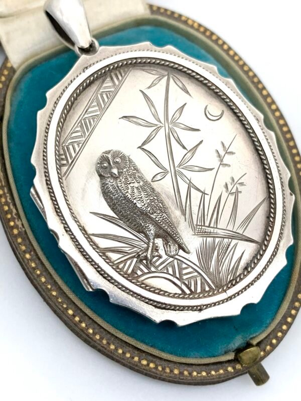 Victorian Silver Locket with Owl