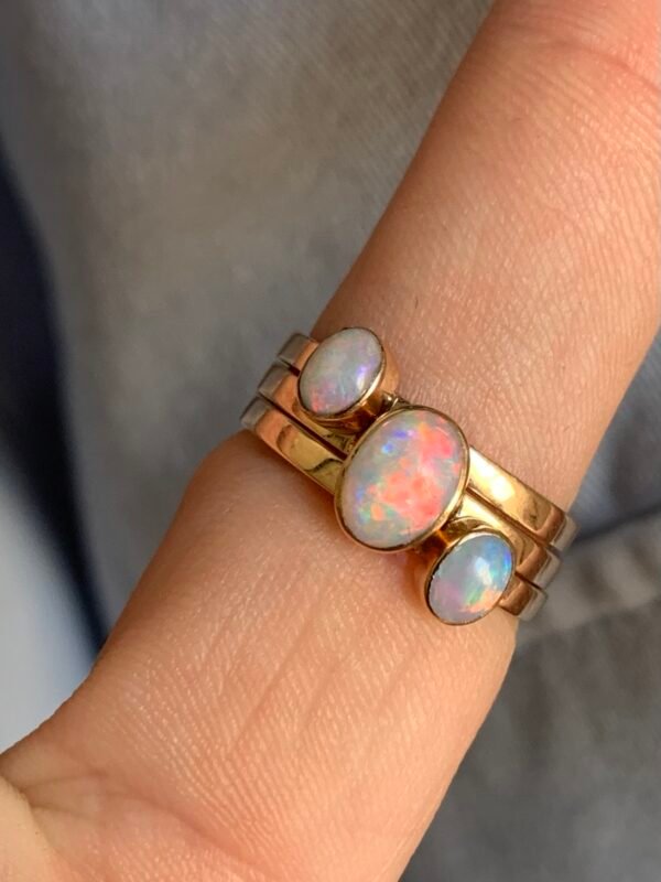 Antique Opal Cabochon Ring Stack x3 - Image 10