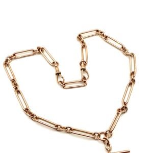 Antique 9ct Rose Gold Paperclip Link Albert Chain