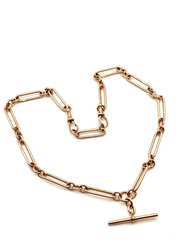 Antique 9ct Rose Gold Paperclip Link Albert Chain