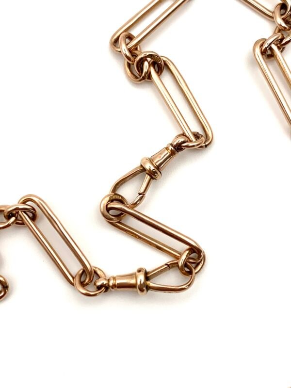 Antique 9ct Rose Gold Paperclip Link Albert Chain - Image 8