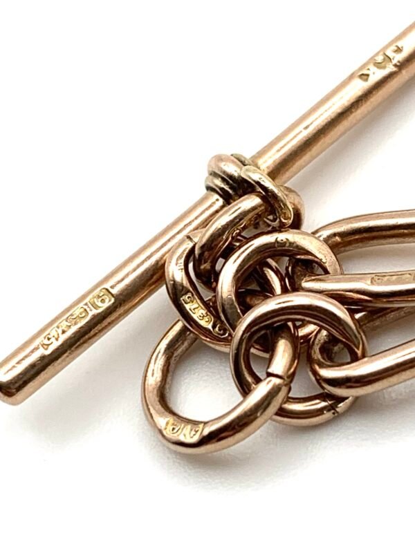 Antique 9ct Rose Gold Paperclip Link Albert Chain - Image 10