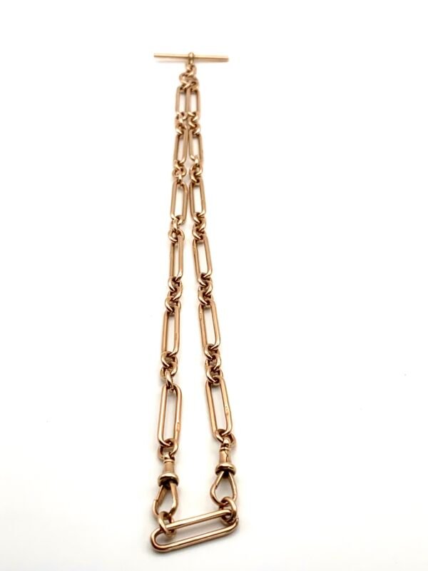 Antique 9ct Rose Gold Paperclip Link Albert Chain - Image 6