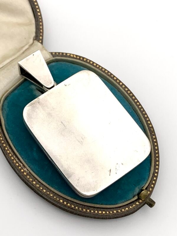 Victorian Matte Silver Locket with Stork - Image 6
