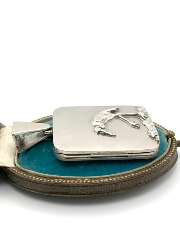 Victorian Matte Silver Locket with Stork - Image 4