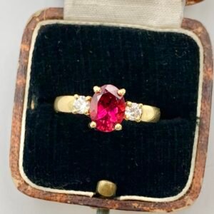 Rubelite & Diamond Ring in 18ct Gold