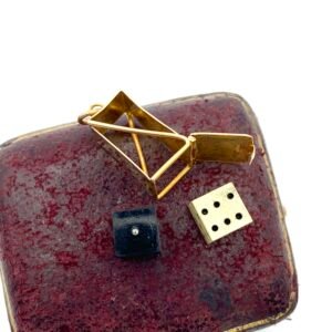 Vintage 1950s Gold Charm with Black & White Dice