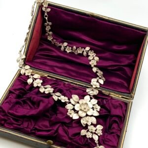 Victorian Silver Filigree Flower Garlands Necklace