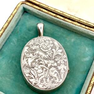 Victorian Silver Locket with Fantasy Engraving