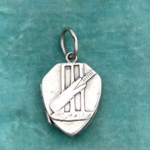 1876 Silver Locket with Cricket Stumps & Bat