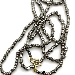 16” Antique Steel Beads Chain with 9ct Gold Clasp