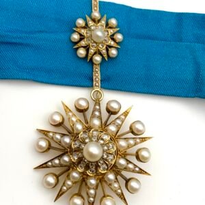 Victorian Pearl & Diamond Star Pendant in 15ct Gold