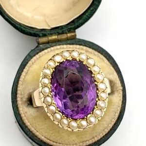 Georgian Lace Pin Ring with Amethyst and Pearls